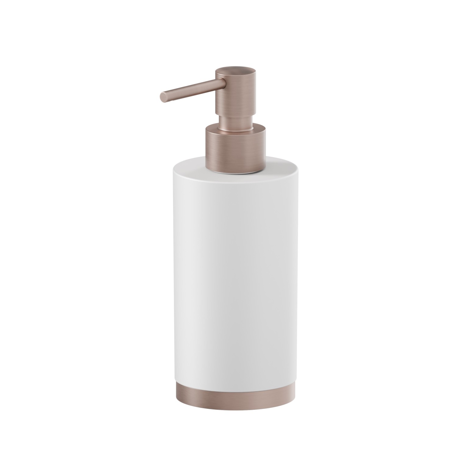 Freestanding soap dispenser. White resin - finish PVD Brushed Copper Bronze