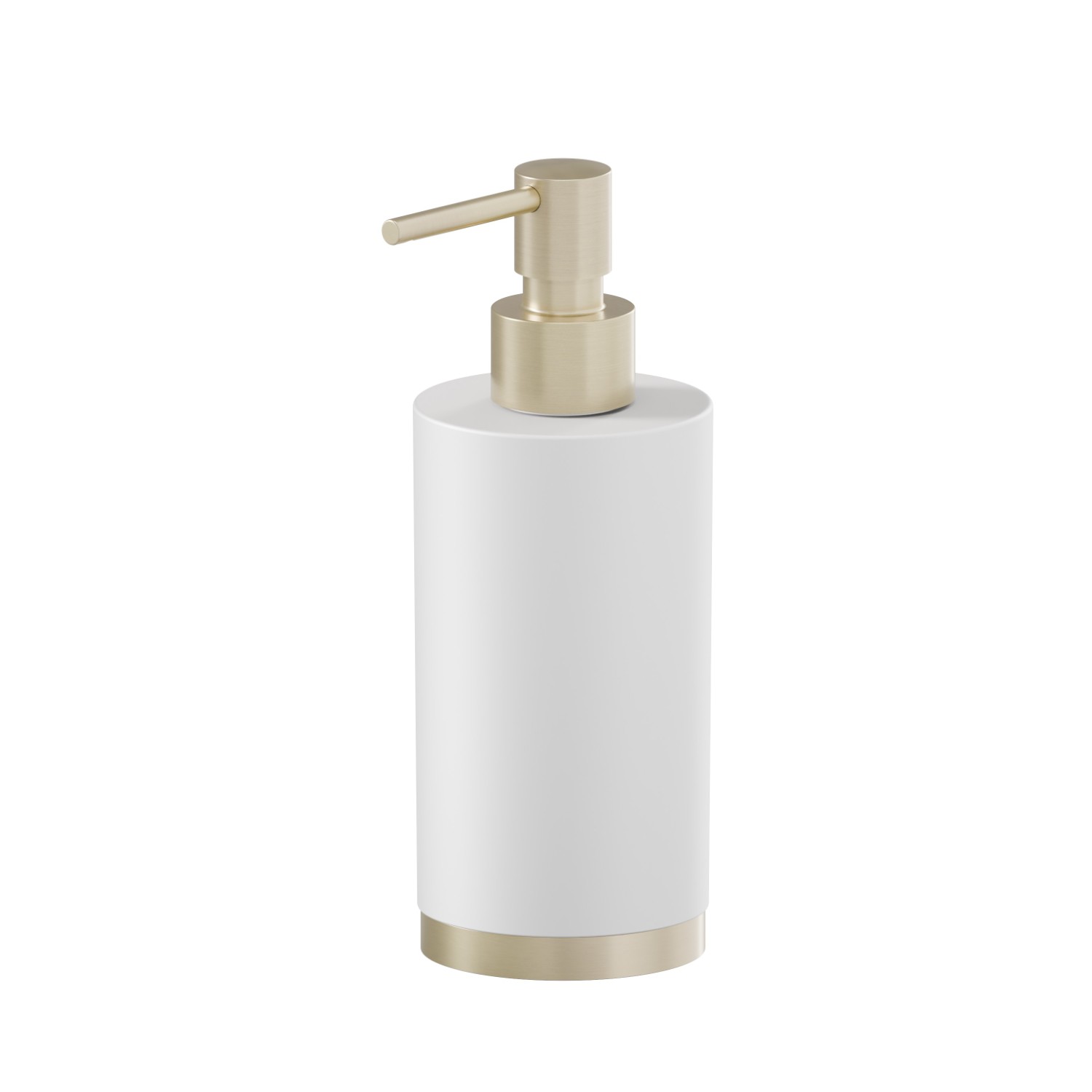 Freestanding soap dispenser. White resin - finish PVD Brushed Gold