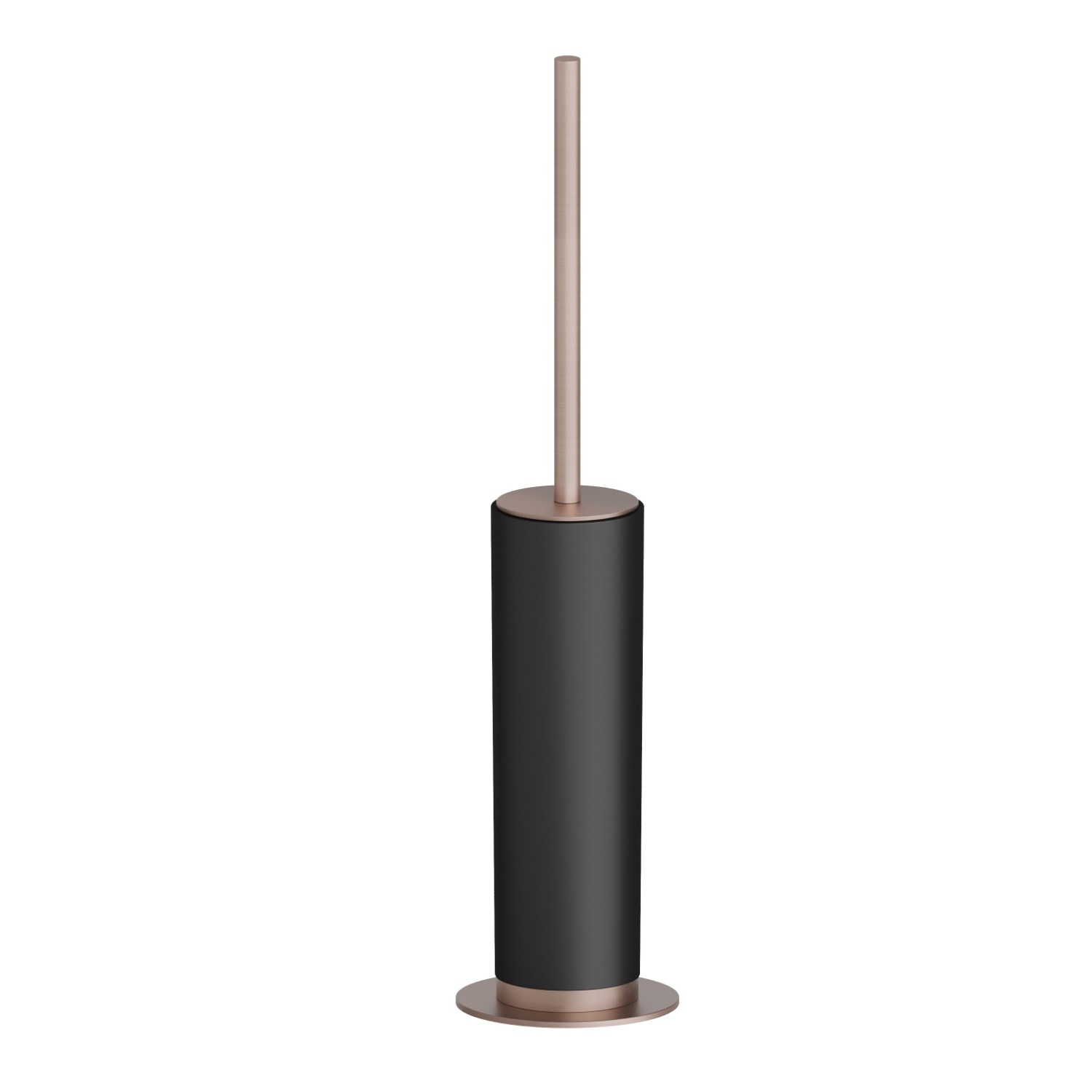 Porta scopino da appoggio con scopino. Resina Nera - finitura PVD Brushed Copper Bronze
