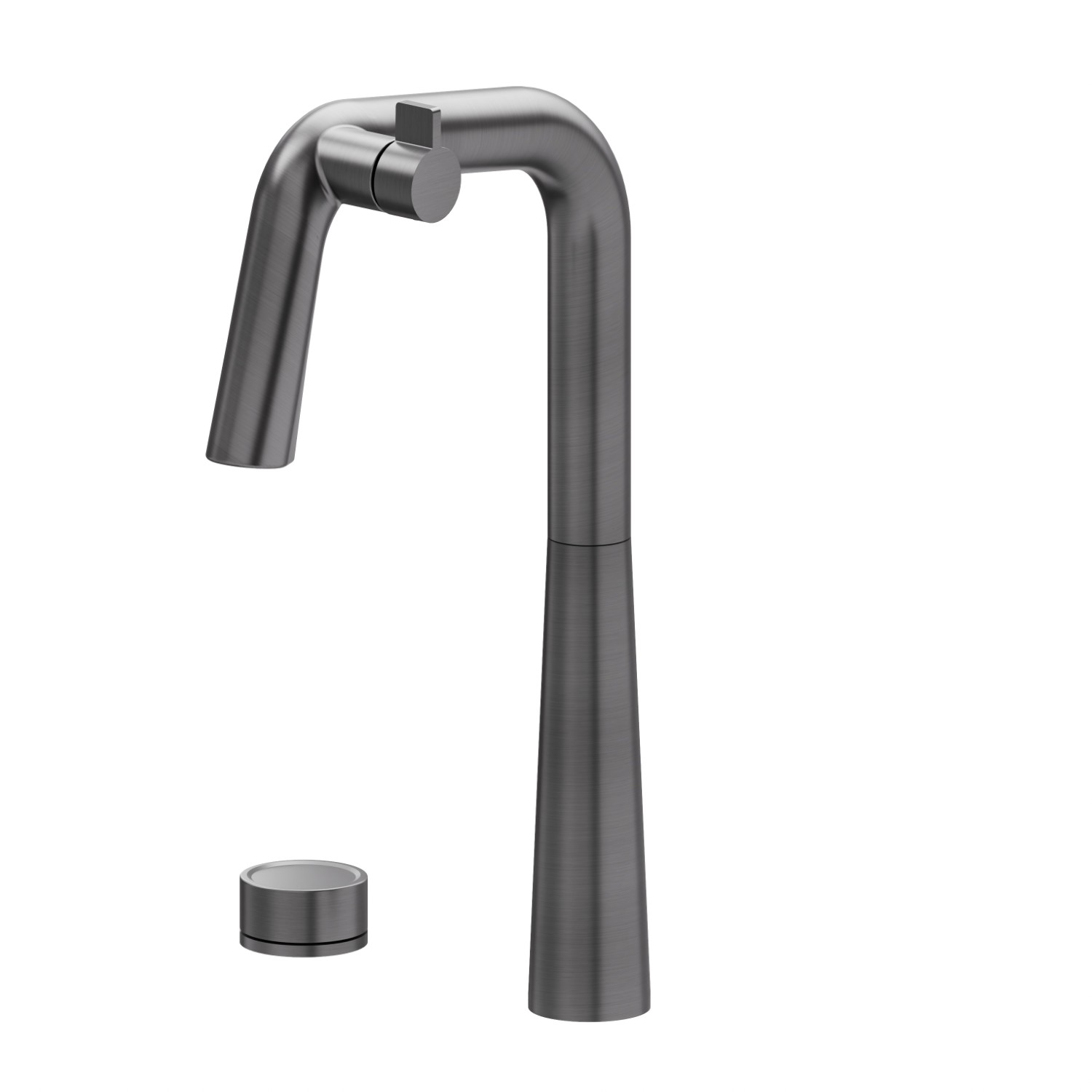 Mitigeur pour évier avec bec pivotant et commande à distance pour eau purifiée - finition PVD Brushed Gun Metal