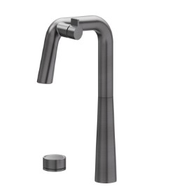 Sink mixer tap with swivel spout and remote control for purified water - finish PVD Brushed Gun Metal