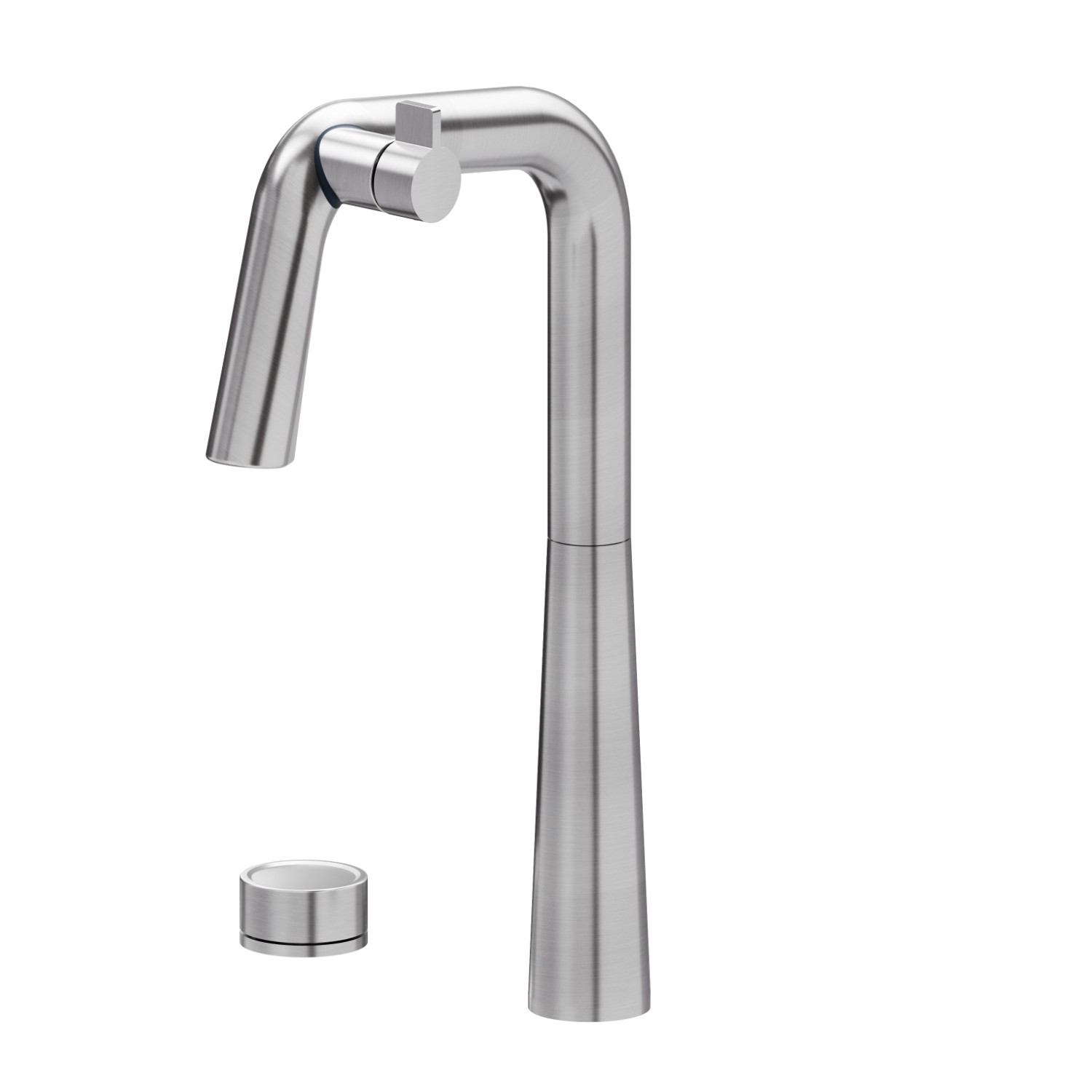 Mitigeur pour évier avec bec pivotant et commande à distance pour eau purifiée - finition PVD Brushed steel