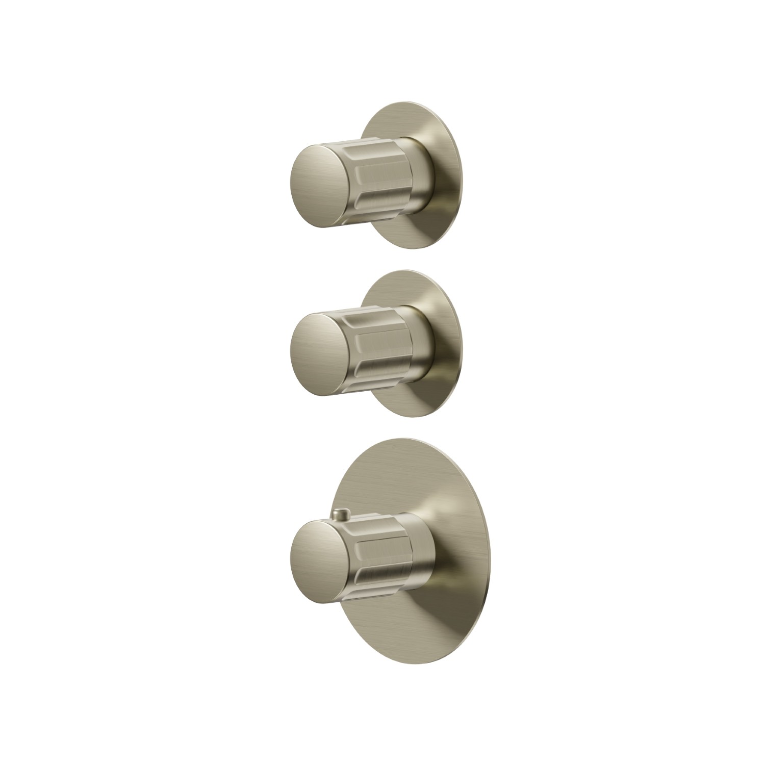 2 ways out concealed thermostatic multifunction selectors. 3/4” connections. External part - finish PVD Brushed Pale Gold