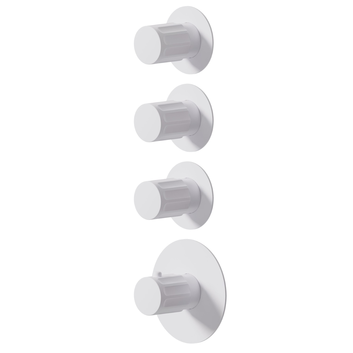 3 ways out concealed thermostatic multifunction selectors. 3/4” connections. External part - finish Matt White