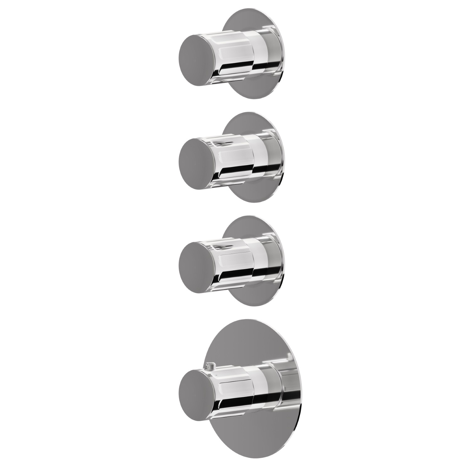 3 ways out concealed thermostatic multifunction selectors. 3/4” connections. External part - finish Chrome