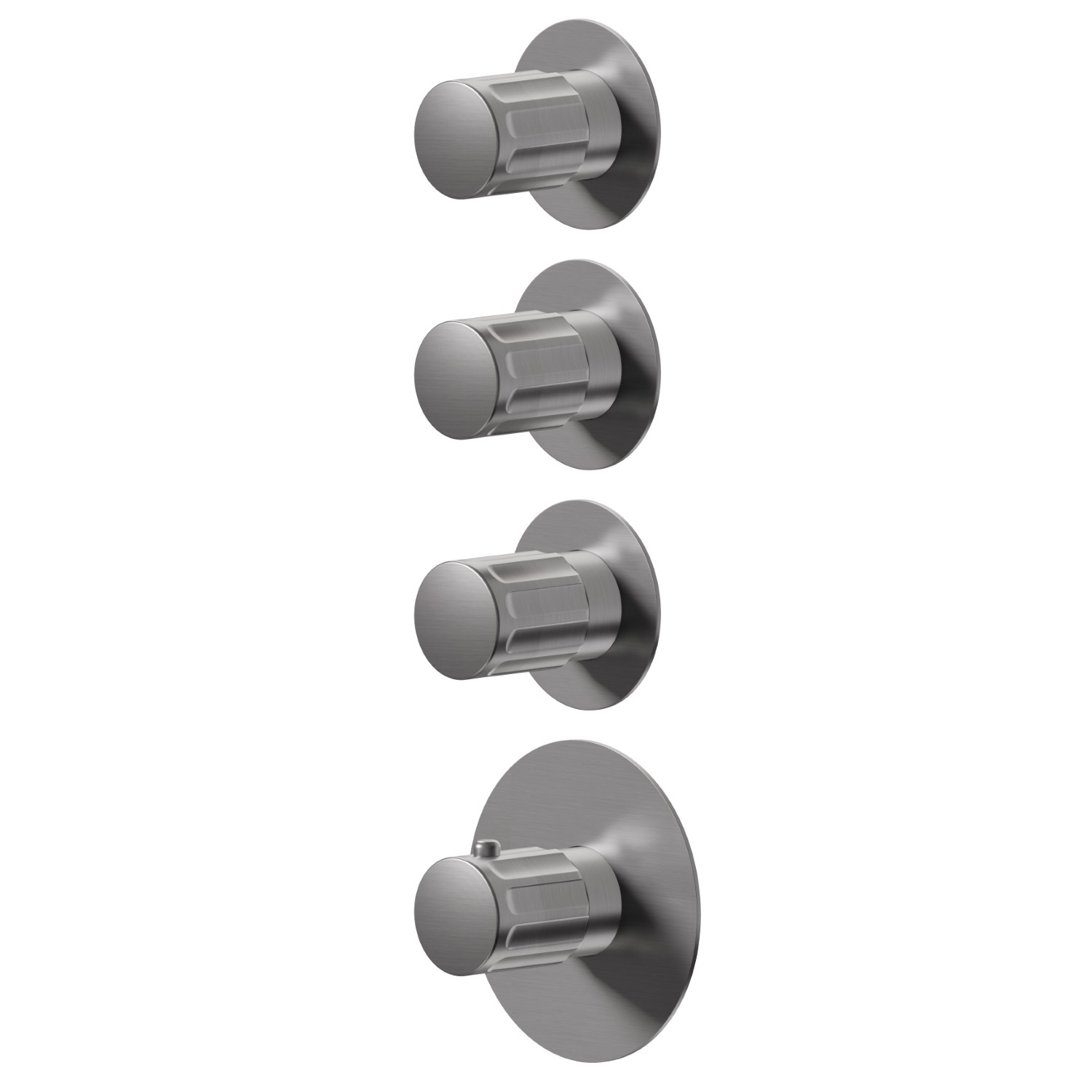 3-wege thermostatischer einbaumischer für multifunktion. 3/4” ein- und ausgänge. Außenteil - oberfläche PVD  Gun Metal gebürstet