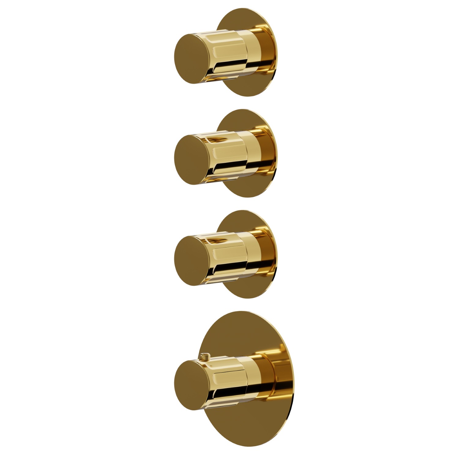 3-wege thermostatischer einbaumischer für multifunktion. 3/4” ein- und ausgänge. Außenteil - oberfläche PVD Glossy Gold