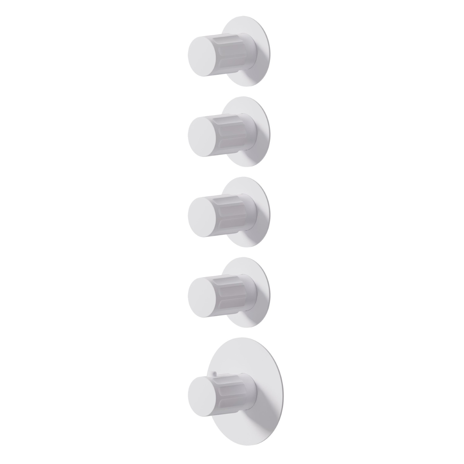 4 ways out concealed thermostatic multifunction selectors. 3/4” connections. External part - finish Matt White