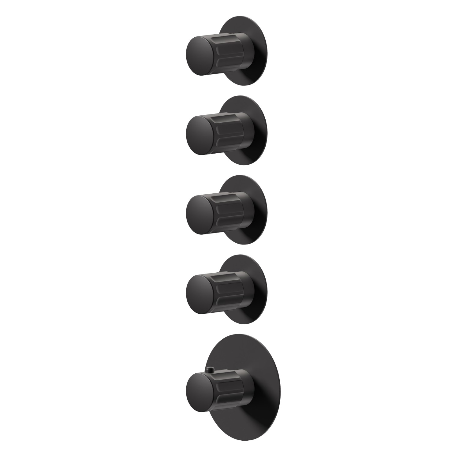 4 ways out concealed thermostatic multifunction selectors. 3/4” connections. External part - finish Matt Black