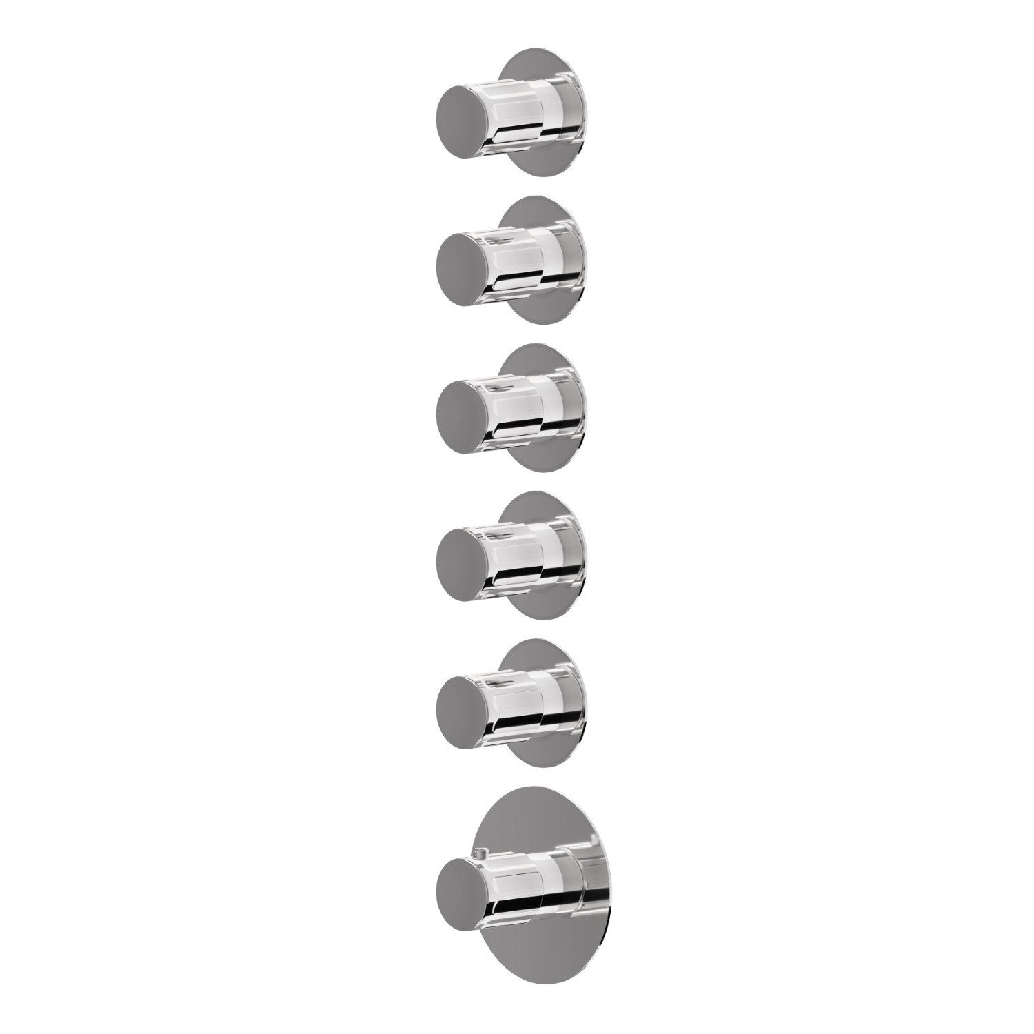 5 ways out concealed thermostatic multifunction selectors. 3/4” connections. External part - finish Chrome