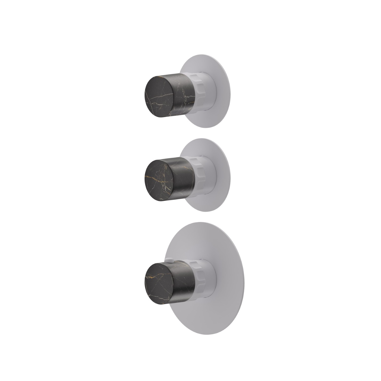 2 ways out concealed thermostatic multifunction selectors. 3/4” connections. External part - finish Matt White