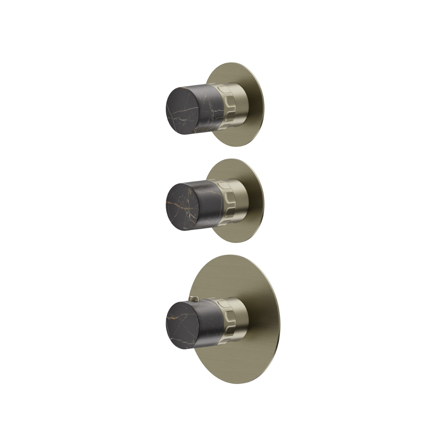 2 ways out concealed thermostatic multifunction selectors. 3/4” connections. External part - finish PVD Brushed Pale Gold