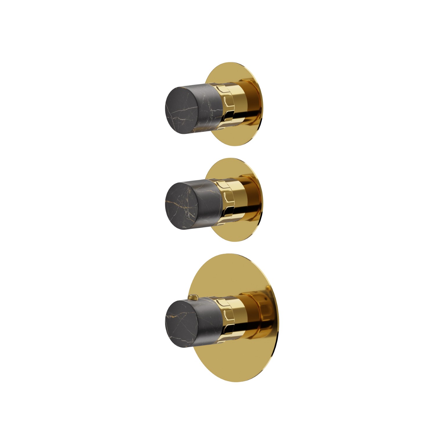 2 ways out concealed thermostatic multifunction selectors. 3/4” connections. External part - finish PVD Glossy Gold