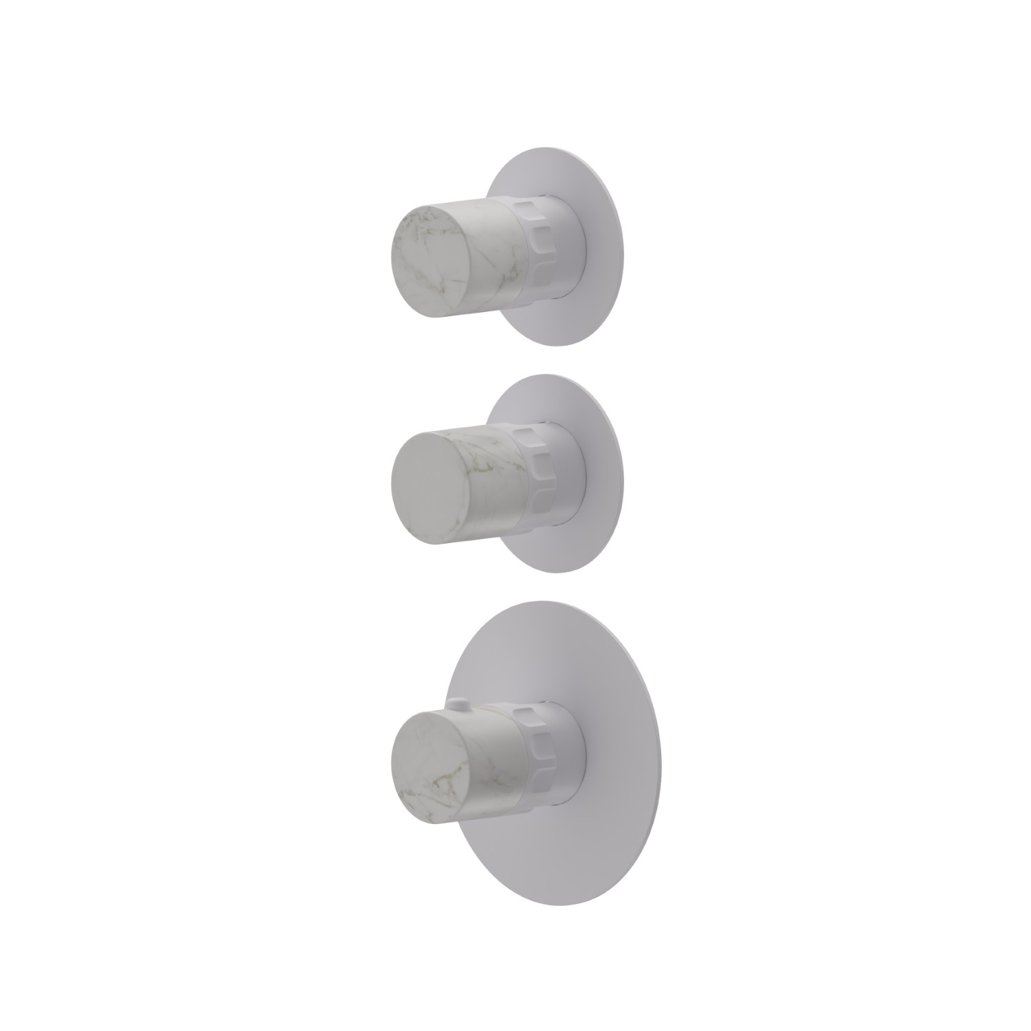 3 ways out concealed thermostatic multifunction selectors. 3/4” connections. External part - finish Matt White