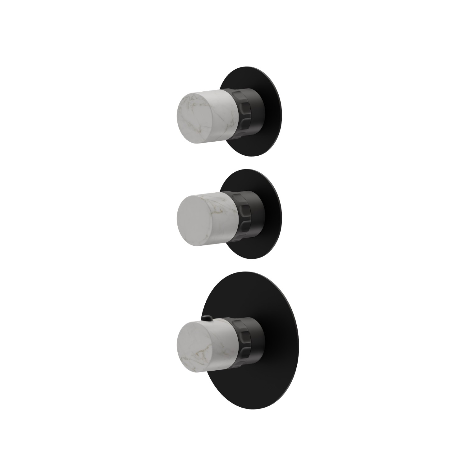 3 ways out concealed thermostatic multifunction selectors. 3/4” connections. External part - finish Matt Black