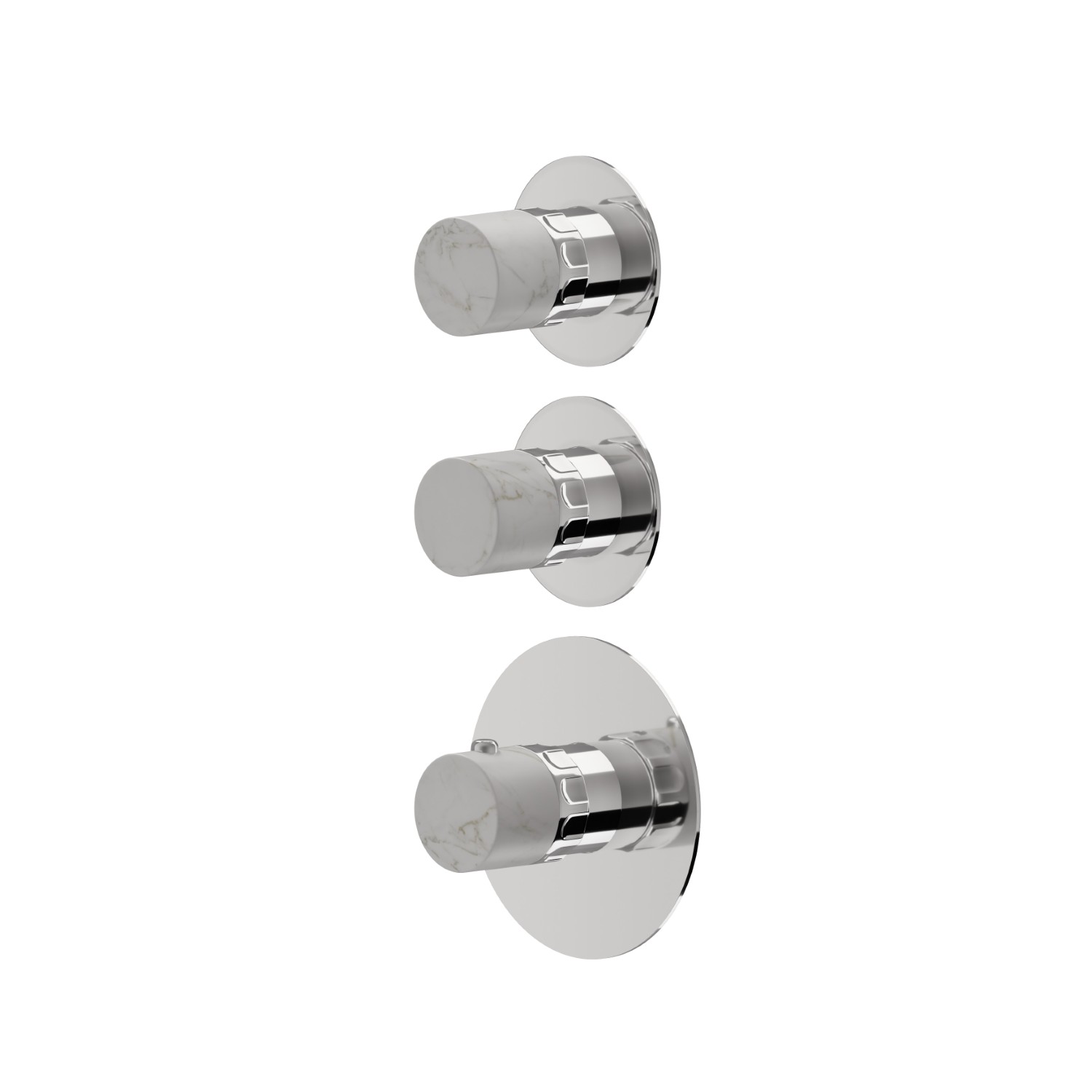 3 ways out concealed thermostatic multifunction selectors. 3/4” connections. External part - finish Chrome