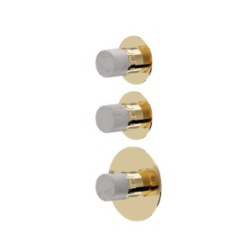 3 ways out concealed thermostatic multifunction selectors. 3/4” connections. External part - finish PVD Glossy Gold
