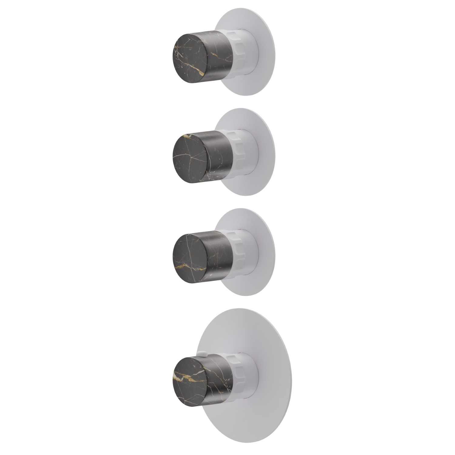 4-wege thermostatischer einbaumischer für multifunktion. 3/4” ein- und ausgänge. Außenteil - oberfläche Weiß matt