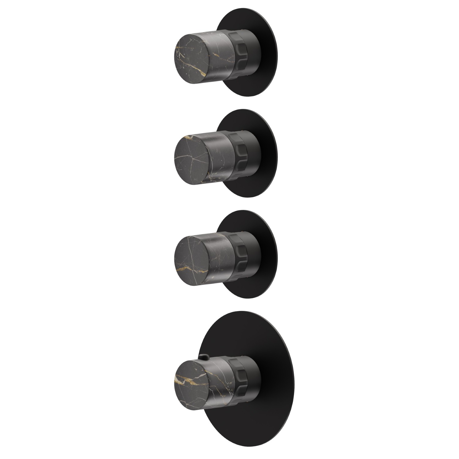 4-wege thermostatischer einbaumischer für multifunktion. 3/4” ein- und ausgänge. Außenteil - oberfläche  Schwarz matt