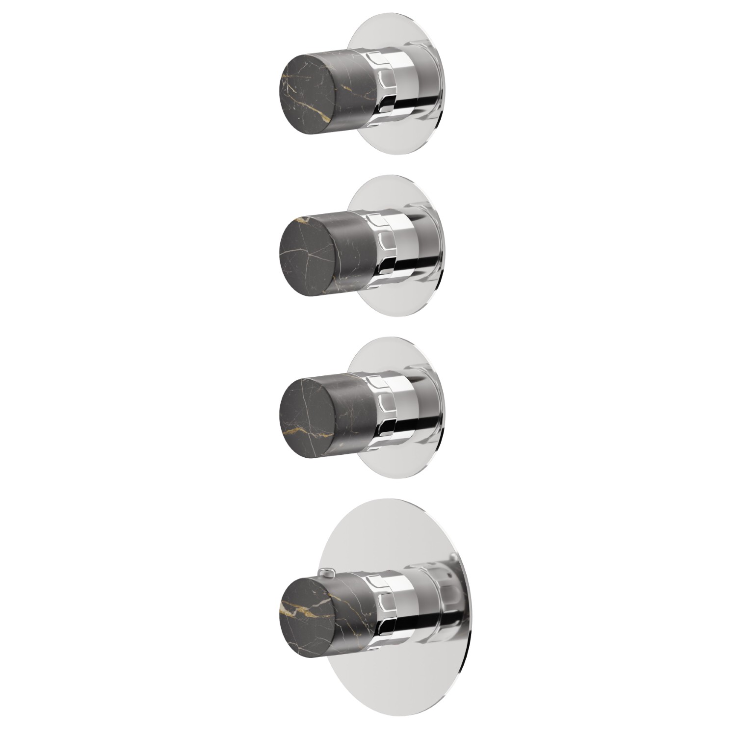 4 ways out concealed thermostatic multifunction selectors. 3/4” connections. External part - finish Chrome