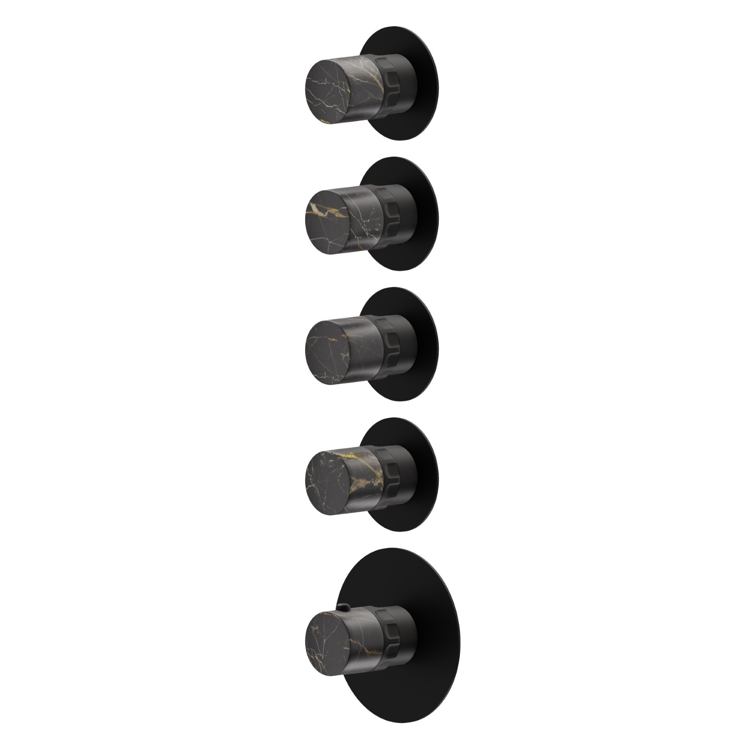 4 ways out concealed thermostatic multifunction selectors. 3/4” connections. External part - finish Matt Black