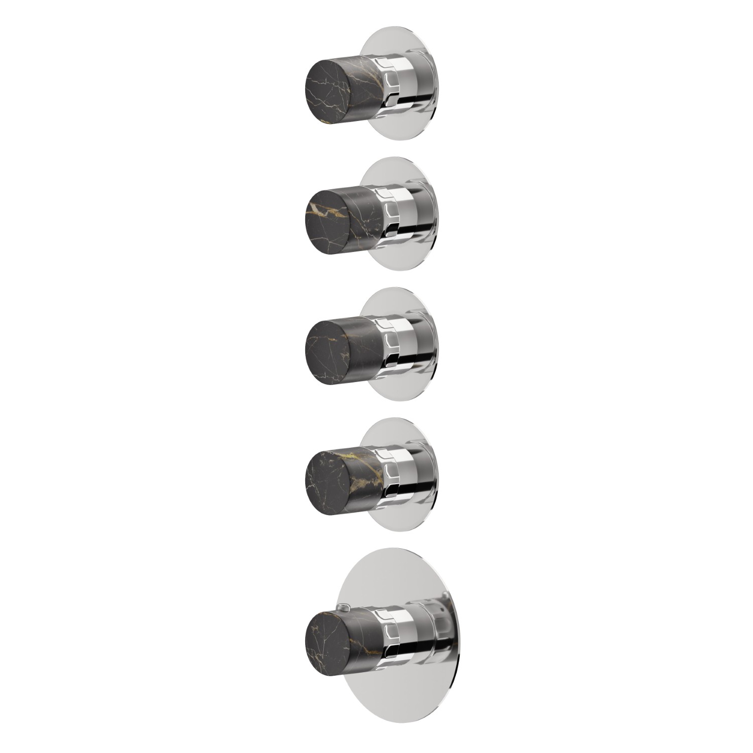 4 ways out concealed thermostatic multifunction selectors. 3/4” connections. External part - finish Chrome