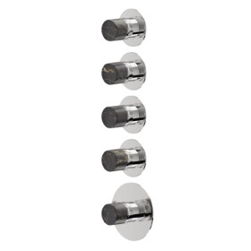 Miscelatore termostatico multiutenza ad incasso a 4 uscite. ingressi ed uscite da 3/4”. Parte esterna - finitura Cromo