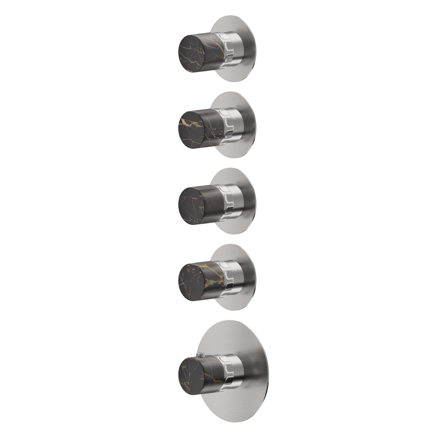 4-wege thermostatischer einbaumischer für multifunktion. 3/4” ein- und ausgänge. Außenteil - oberfläche PVD Edelstahl 