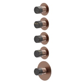 4 ways out concealed thermostatic multifunction selectors. 3/4” connections. External part - finish PVD Brushed Copper Bronze