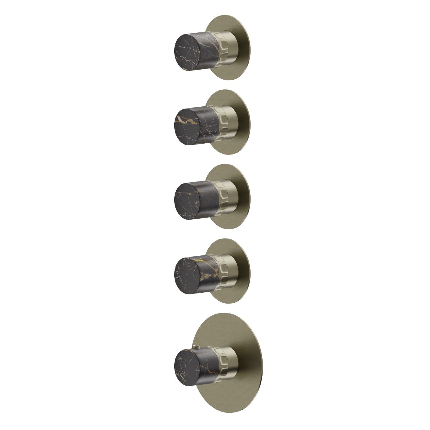 4-wege thermostatischer einbaumischer für multifunktion. 3/4” ein- und ausgänge. Außenteil - oberfläche PVD  Pale Gold gebürstet