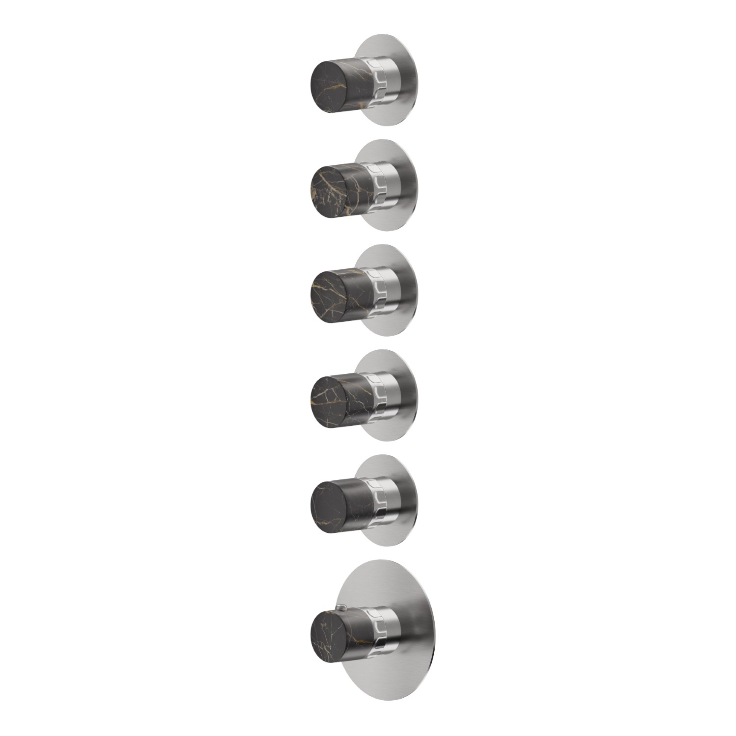 5-wege thermostatischer einbaumischer für multifunktion. 3/4” ein- und ausgänge. Außenteil - oberfläche PVD Edelstahl 