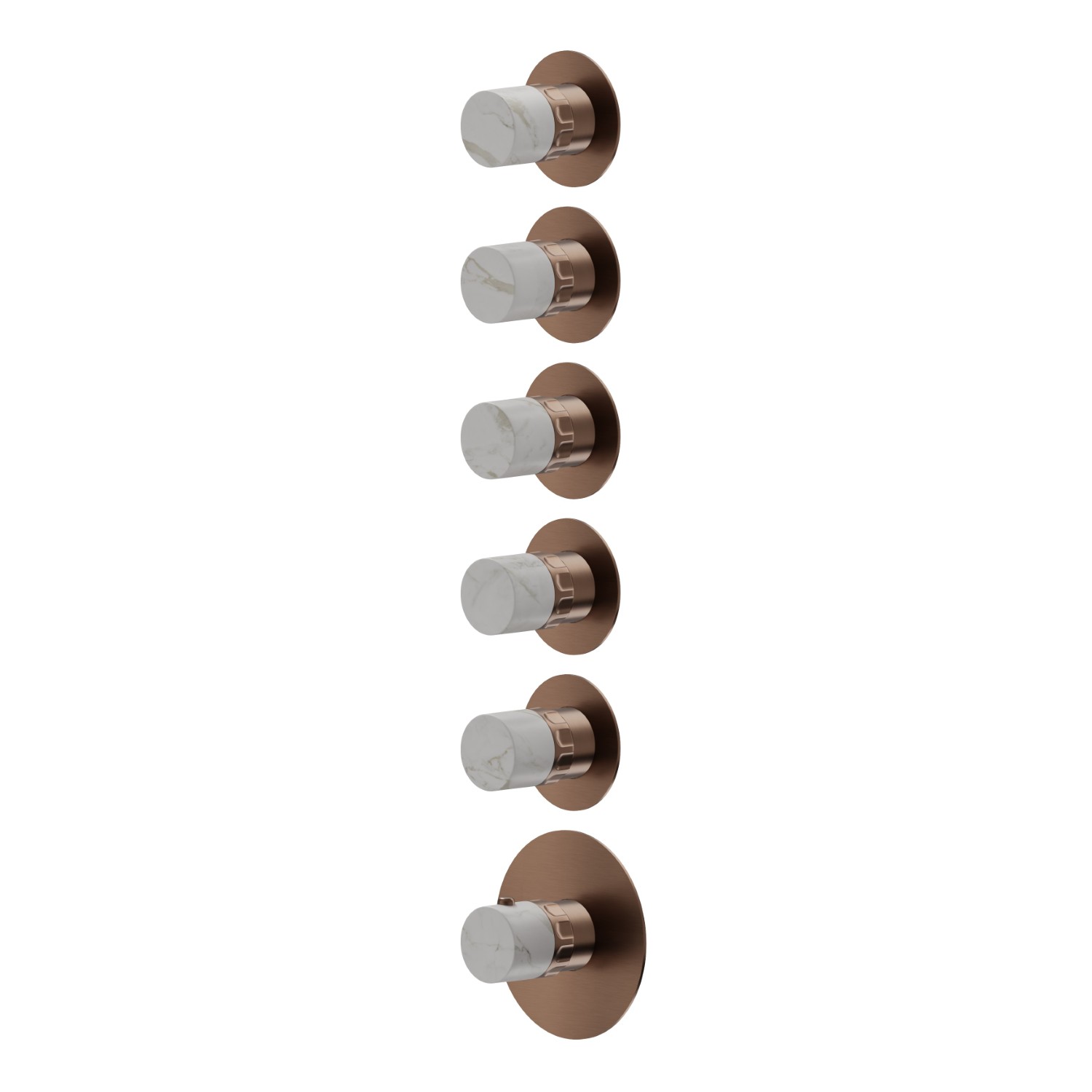 5-wege thermostatischer einbaumischer für multifunktion. 3/4” ein- und ausgänge. Außenteil - oberfläche PVD  Copper Bronze gebürstet