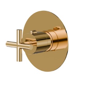 Thermostatic concealed mixer, to combine with a stop valve. External part - finish PVD Glossy Gold