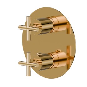 Concealed thermostatic mixer, with one handle for temperature control and 2 ways out diverter - finish PVD Glossy Gold