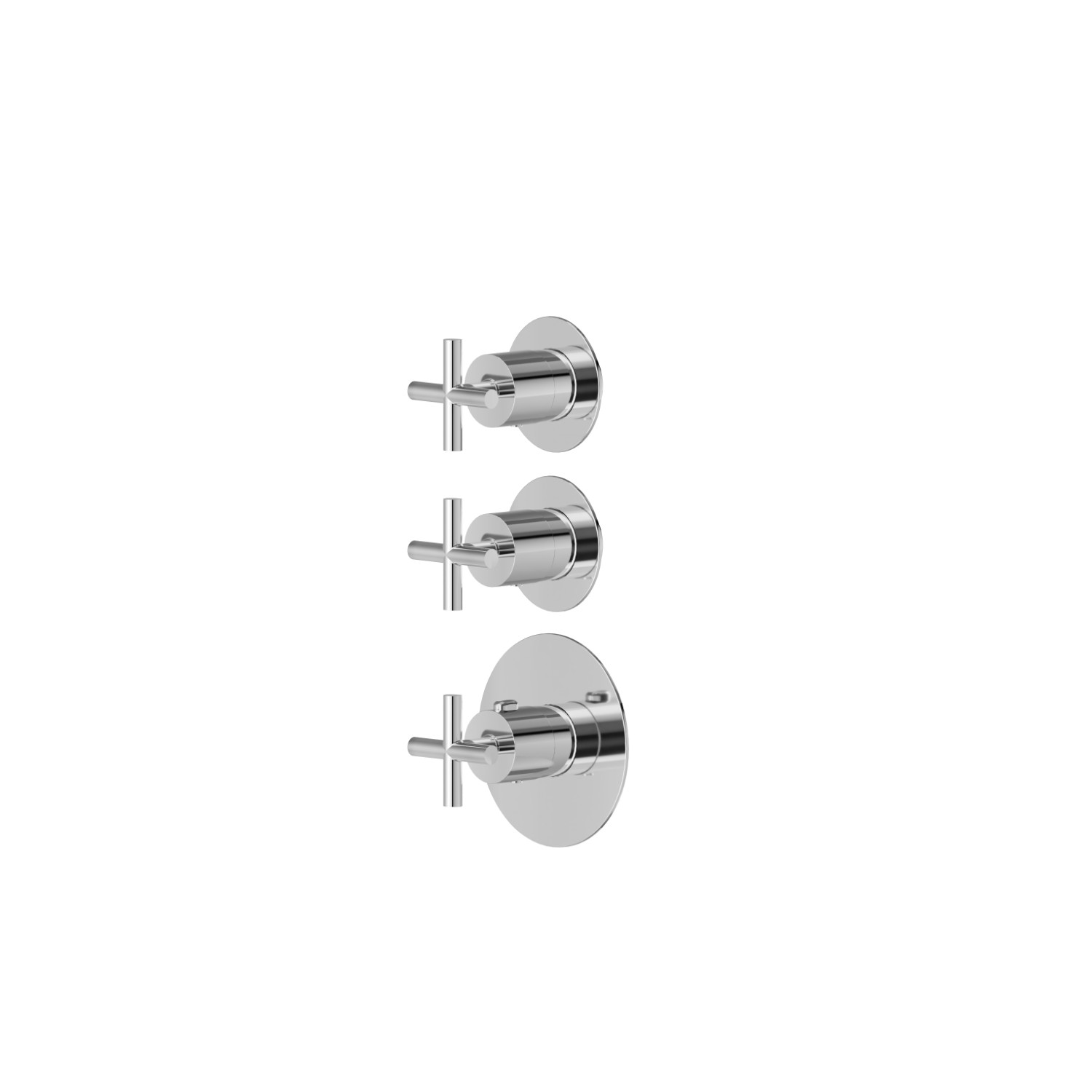 2 ways out concealed thermostatic multifunction selectors. 3/4” connections. Ø70. External part - finish Chrome
