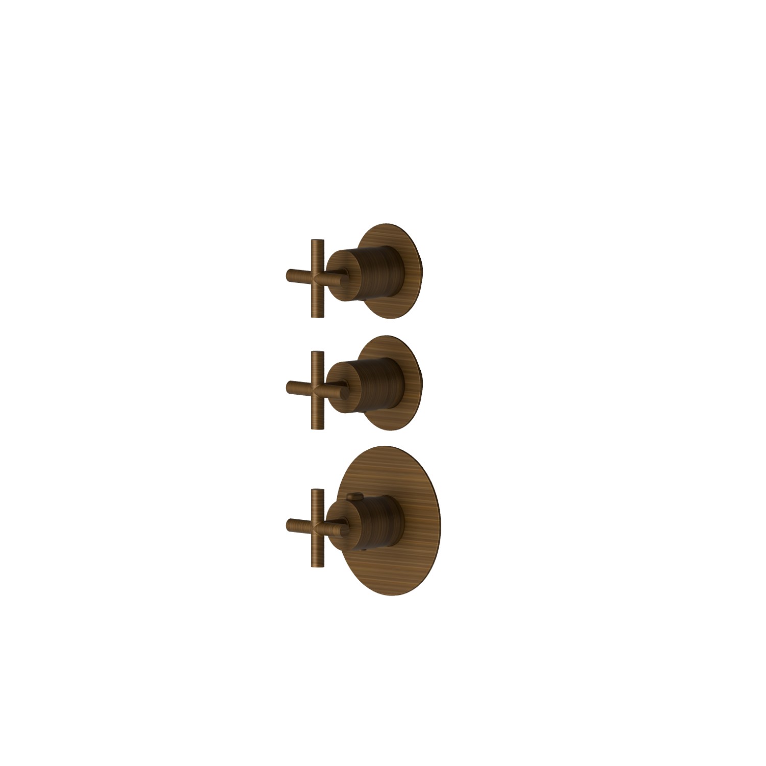 2 ways out concealed thermostatic multifunction selectors. 3/4” connections. Ø70. External part - finish Groove Bronze