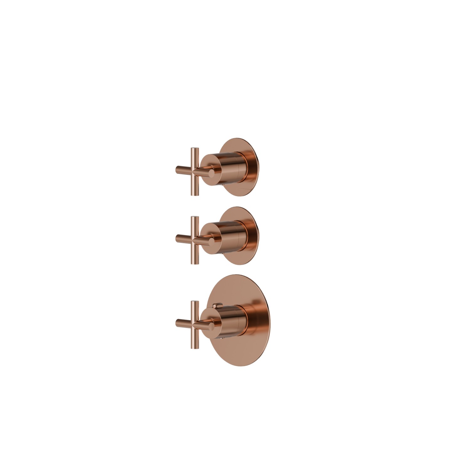 2 ways out concealed thermostatic multifunction selectors. 3/4” connections. Ø70. External part - finish PVD Copper Bronze