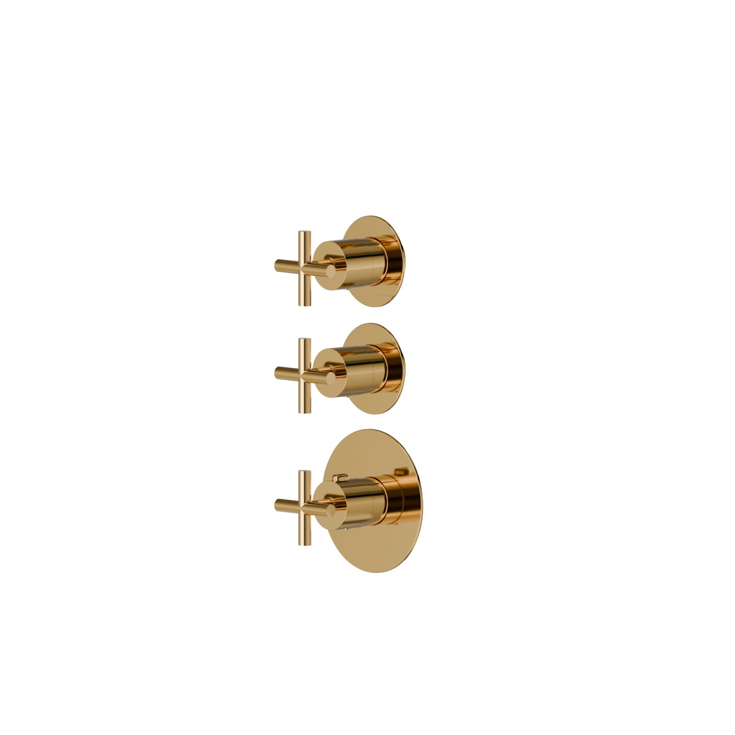2 ways out concealed thermostatic multifunction selectors. 3/4” connections. Ø70. External part - finish PVD Glossy Gold