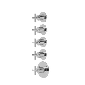 4 ways out concealed thermostatic multifunction selectors. 3/4” connections. Ø70. External part - finish Chrome