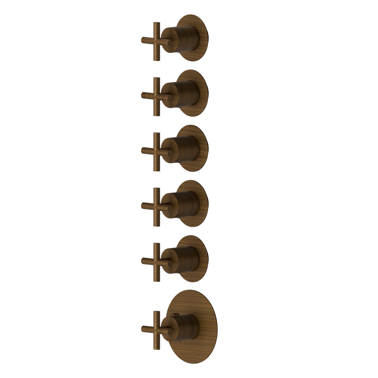 5-wege thermostatischer einbaumischer für multifunktion. 3/4” ein- und ausgänge. Ø70. Außenteil - oberfläche Groove Bronze