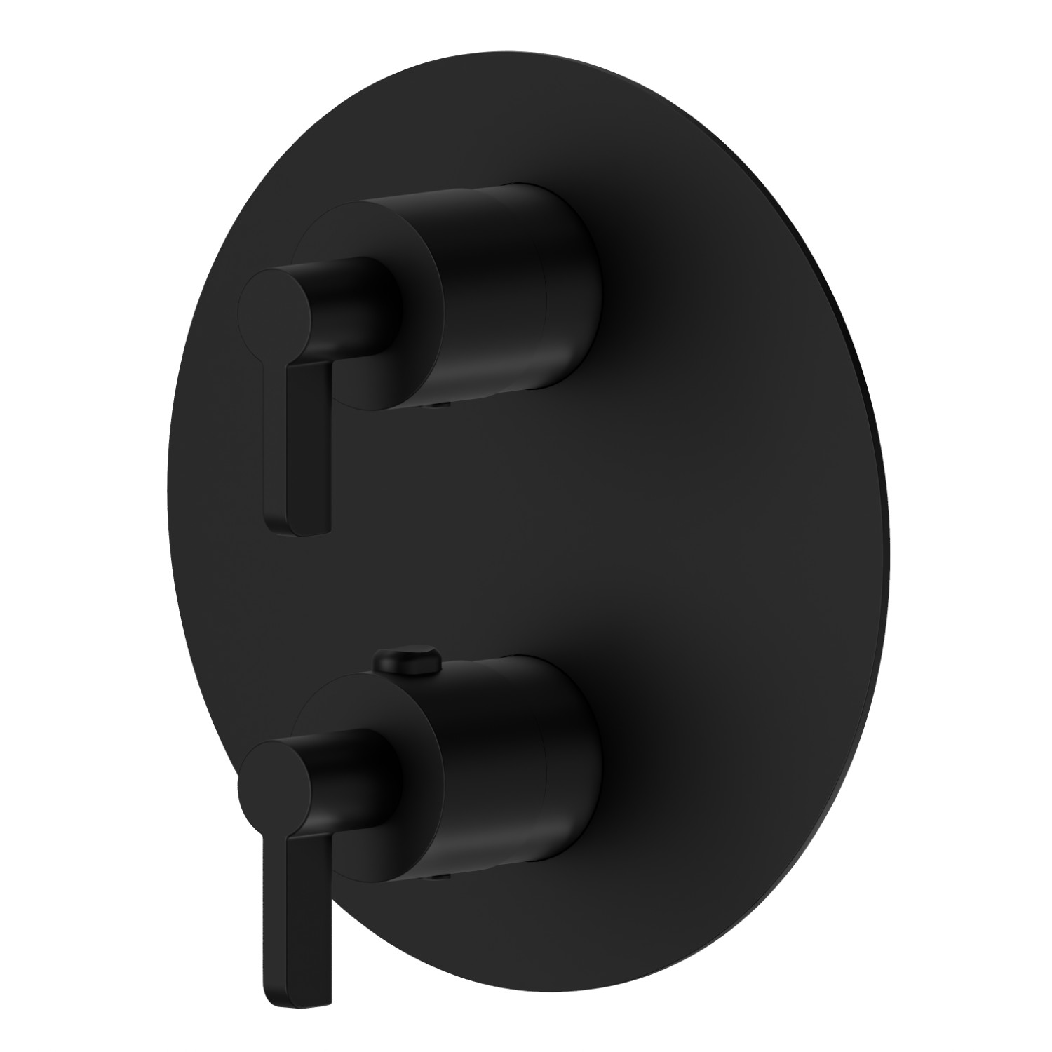 Concealed thermostatic mixer, with one handle for temperature control and 2 ways out diverter. External part.  Ø170 - finish Matt Black