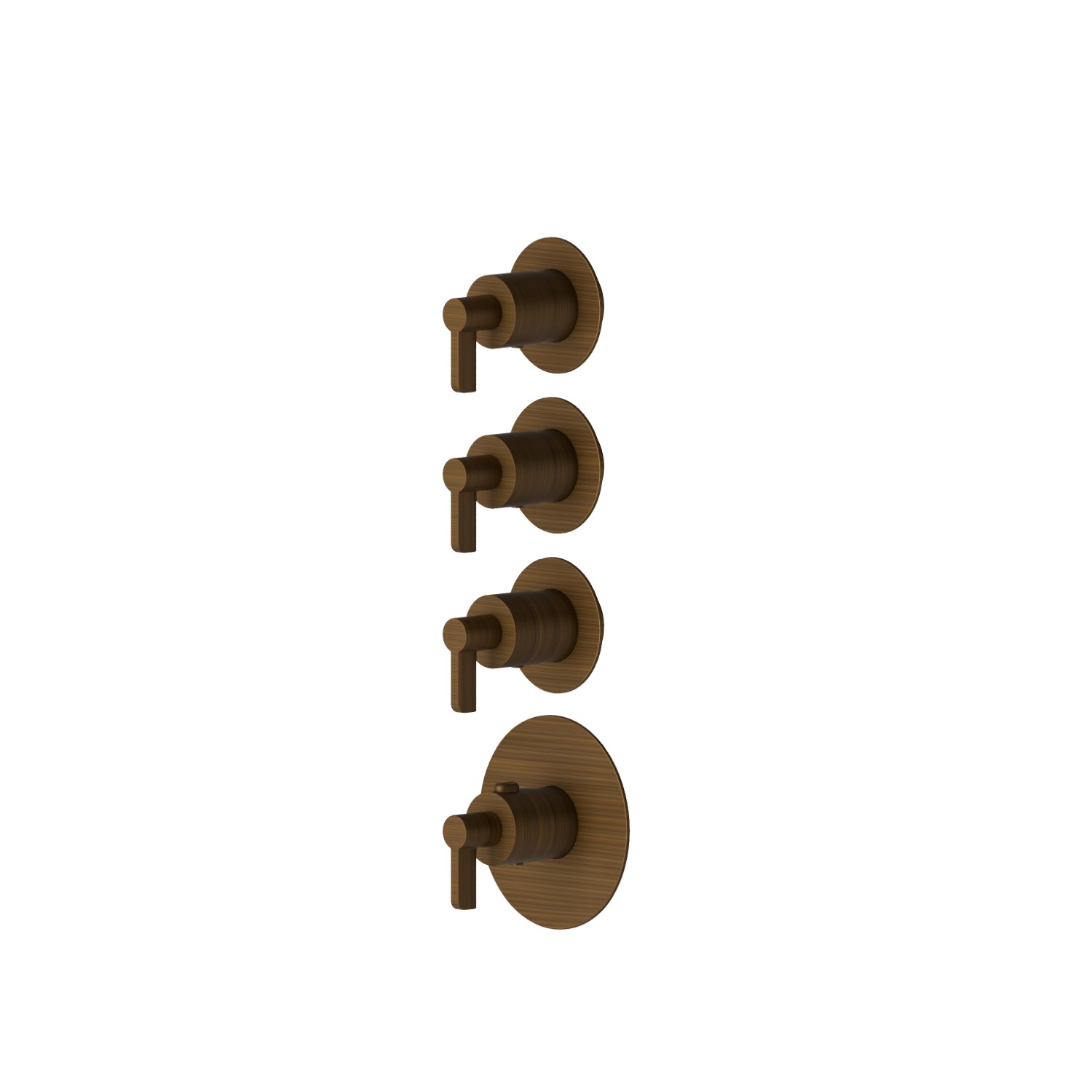 3 ways out concealed thermostatic multifunction selectors. 3/4” connections. Ø70. External part - finish Groove Bronze