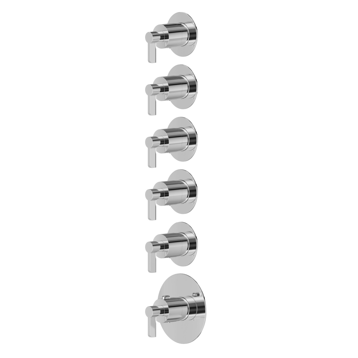5 ways out concealed thermostatic multifunction selectors. 3/4” connections. Ø70. External part - finish Chrome