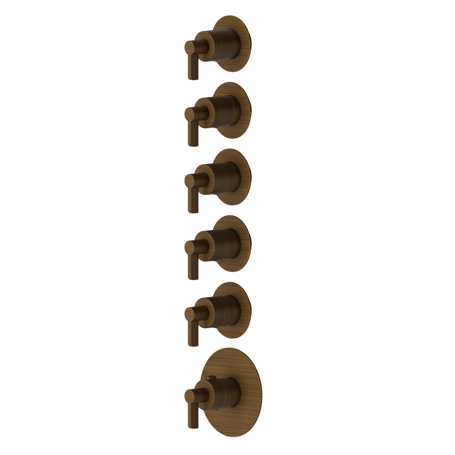5 ways out concealed thermostatic multifunction selectors. 3/4” connections. Ø70. External part - finish Groove Bronze