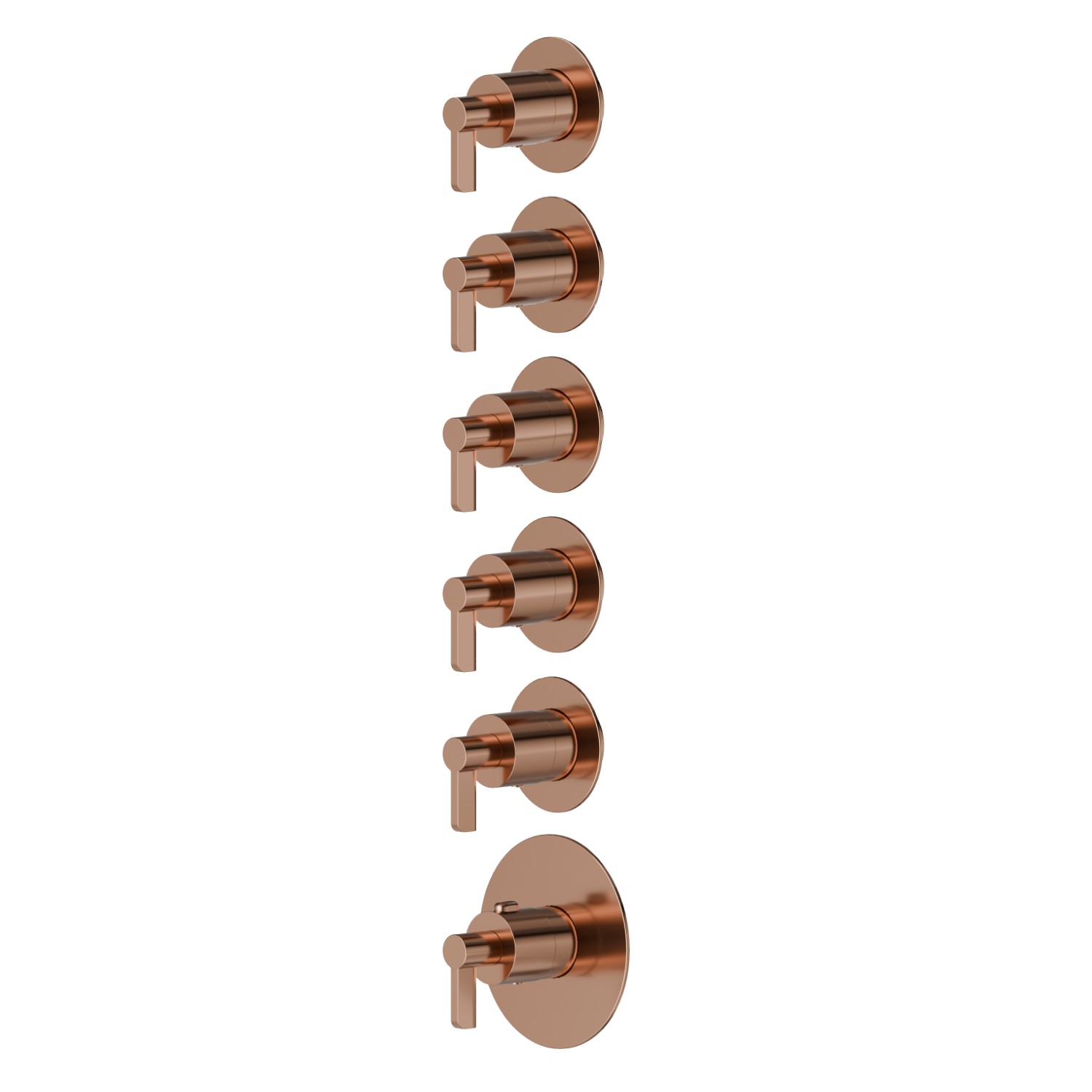 5-wege thermostatischer einbaumischer für multifunktion. 3/4” ein- und ausgänge. Ø70. Außenteil - oberfläche PVD Copper Bronze