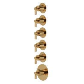 5 ways out concealed thermostatic multifunction selectors. 3/4” connections. Ø70. External part - finish PVD Glossy Gold