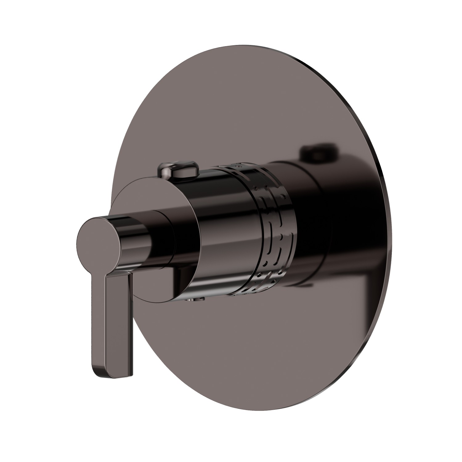 Mitigeur thermostatique une sortie avec robinet d’arrêt. Ø110. LUXURY - finition PVD Gun Metal