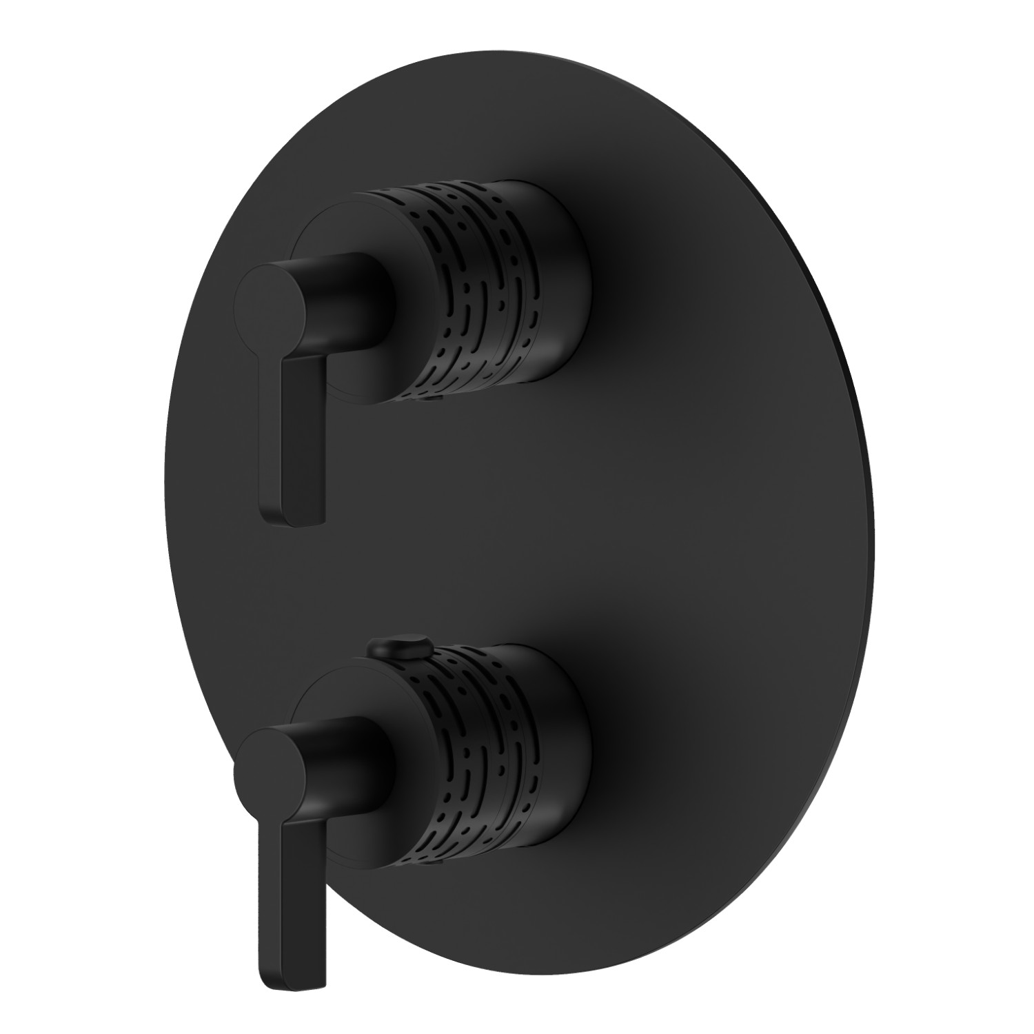 Concealed thermostatic mixer, with one handle for temperature control and 2 ways out diverter. Ø170. External part. LUXURY - finish Matt Black
