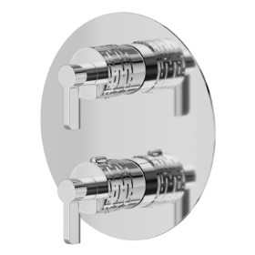 Miscelatore termostatico ad incasso, con comando per la regolazione della temperatura e deviatore a 2 uscite. Ø170. Parte esterna. LUXURY - finitura Cromo