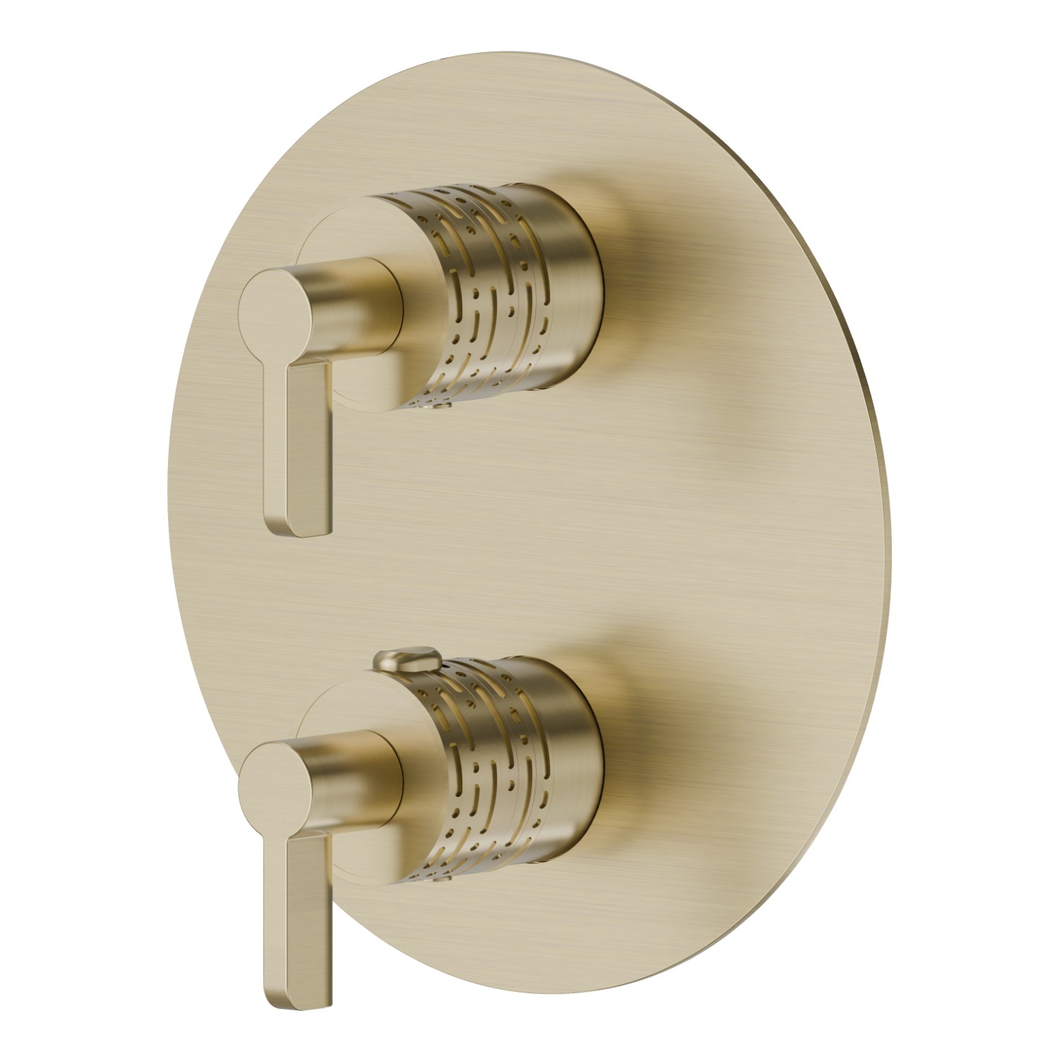 Concealed thermostatic mixer, with one handle for temperature control and 2 ways out diverter. Ø170. External part. LUXURY - finish PVD Brushed Pale Gold